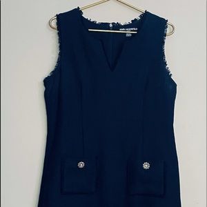 Karl Lagerfeld Navy Blue Tweed Dress